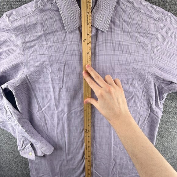 Brooks Brothers Milano Cotton Check Non-Iron 16 34 Purple Shirt Long Sleeve Men - Picture 3 of 12